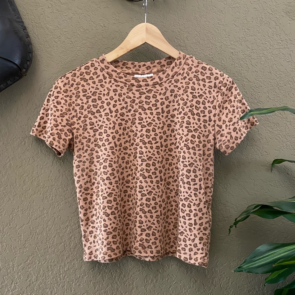 Topshop Leopard Shrunken Tee